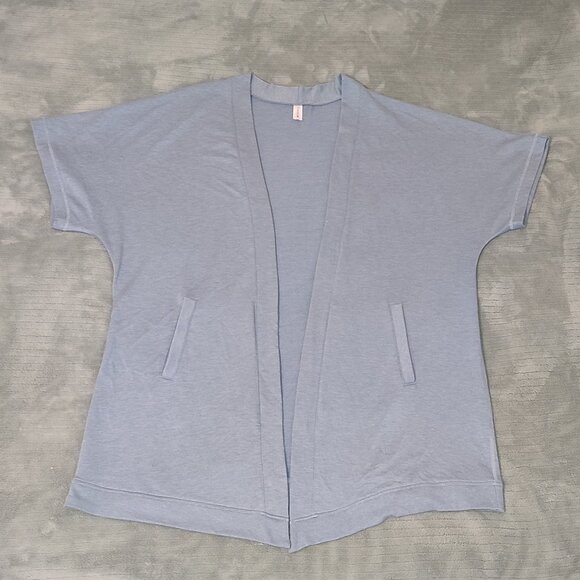 Loose Wear Over Ideology Cardigan Blue Short Sleeve Soft Comfy Overall - Picture 1 of 11